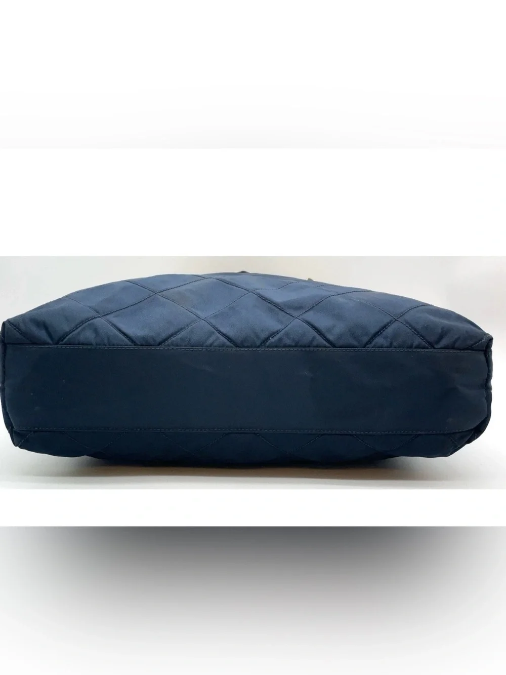 Prada Plate Quilted Tessuto/Navy Nylon Chain Shoulder Bag